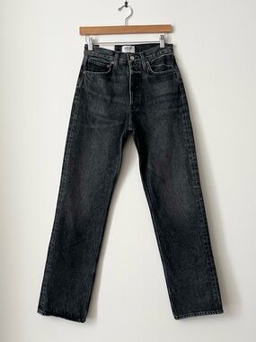 NWT AGOLDE Women's Kelly Jeans High Rise Straight Leg Eclipse Black Gray Size 24